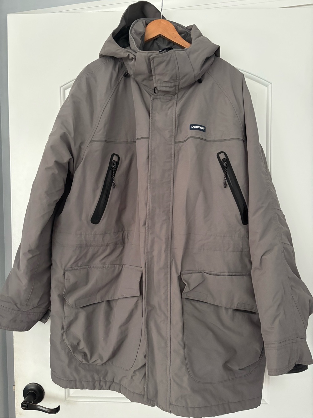 Lands' End Men's Squall Waterproof Insulated Winter Parka Coat Gray XL 46-48